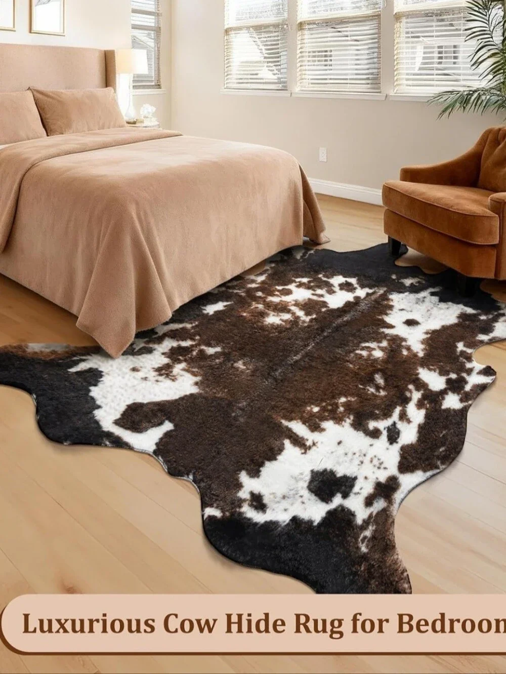 Cow Hide Faux Cowhide Rug: Cow Print Rug for Living Room Bedroom 4.6x5.2 Feet